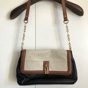 Emma Fox Color-Blocking 100% Leather Shoulder Bag